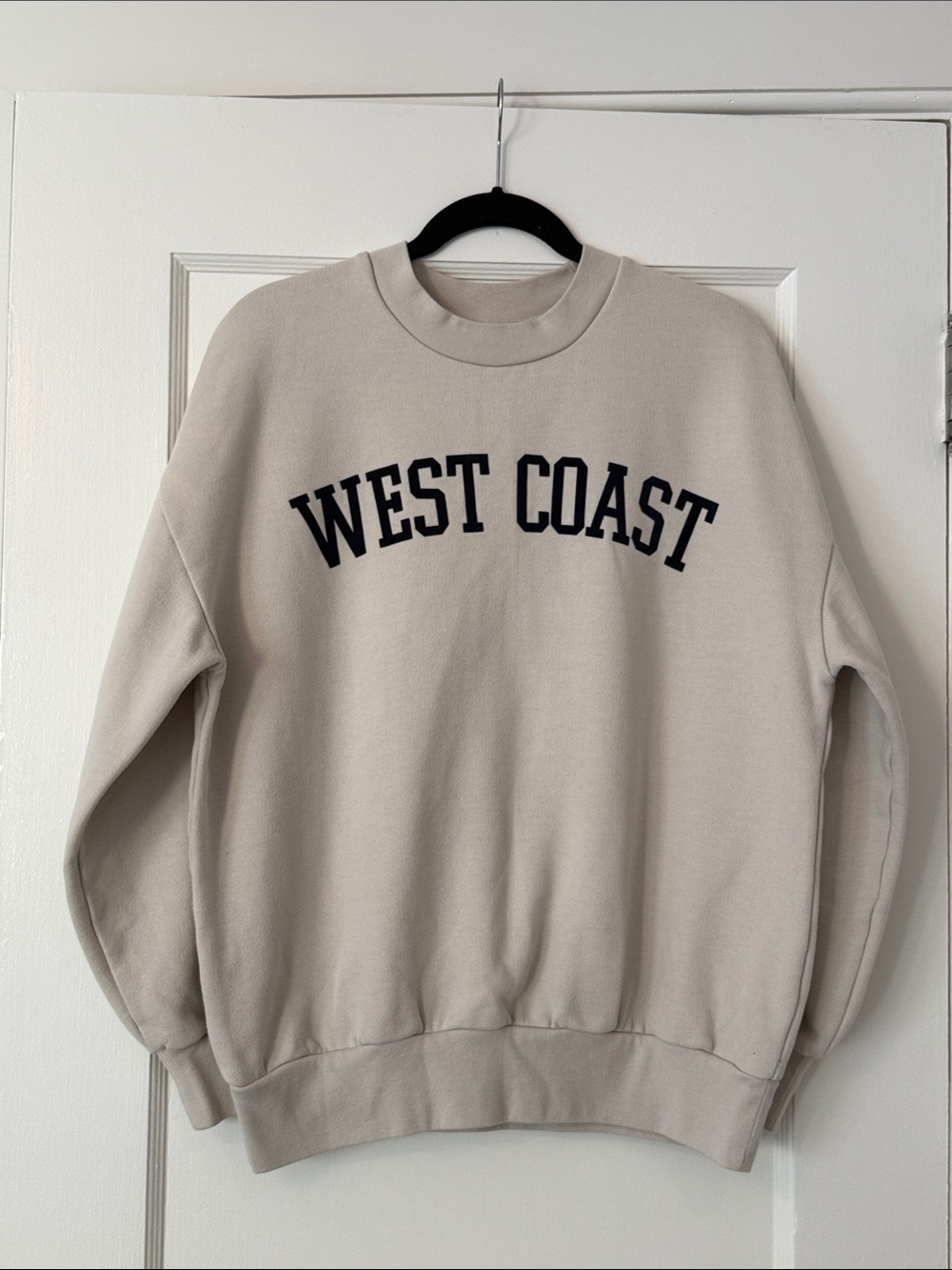 OAK + FORT West Coast Crewneck Sweatshirt - Beige with Black Print